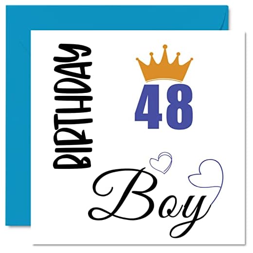 Tarjeta de felicitación de 48 cumpleaños para hombres, cumpleaños, cumpleaños, para hombre de 48 años, padre, hermano, primo, amigo, sobrino, 145 x 145 mm, cuarenta y ocho y octavo cumpleaños