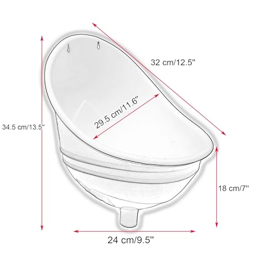 Urinal para hombres, montaje en pared, de plástico PP, sin descarga de agua, antiobstrucción y antiodor, para baño, escuela, obra o exterior (blanco) miniatura 2