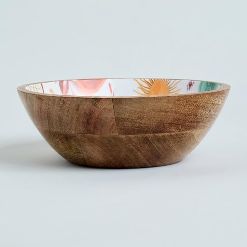 Image of SAAGA Mango Wood Mixing Bowl for Kitchen - Decorative Bowl for Snacks, Salad, Desert, Curries Serve-Ware - 8 Inch X 2.5 Inch, Burnt Sienna