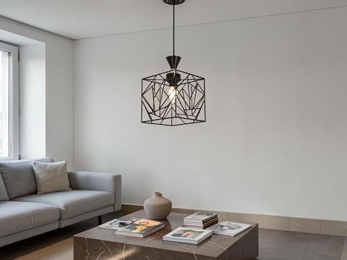 Image of Prop It Up Modern Geometric Pendant Light for Bedroom & Living Room | Designer Hanging Ceiling Lamp with Metal Frame | Stylish Decorative Lighting for Home, Dining & Cafe | E27 Holder