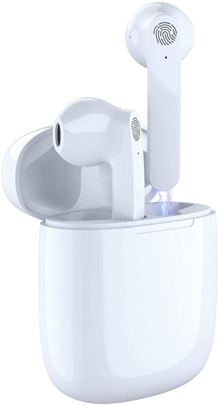 Earpods Wireless Eabuds, TWS Bluetooth 5.0 Deep Bass Hi-Fi Stereo In- Ear Earbuds with Charging Case, 40H Playtime USB-C Charging Built-in Mic Smart Touch-control Earpods for Android and iPhone