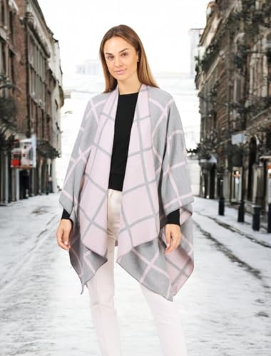Image of Women's Shawl Wrap Poncho Ruana Cape Cardigan Sweater Open Front for Fall Winter Spring