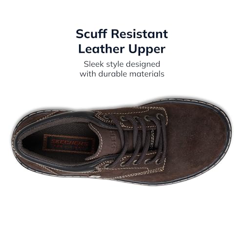 Skechers womens Parties - Mate oxfords shoes, Chocolate Suede Leather, 8.5 US