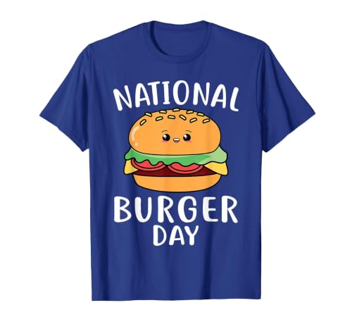 National Burger Day Hamburger Cheeseburger T-Shirt, Men, Royal Blue, 3X-Large