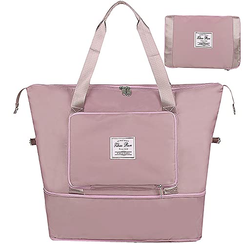 WANYIG Faltbare Reisetasche Handgepäck Großer Kapazität Sporttasche mit Nassfach Schulter Umhängetasche Wasserdichte Ausflugstasche für Urlaub und Sport 20L-35L (Rosa) Cover