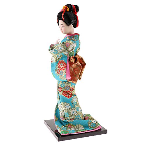 MagiDeal Handmade Finest Brocade Figure Japanese Traditional Doll Green Collectables