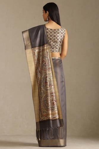 Image of Soch Womens Tussar Solid Saree