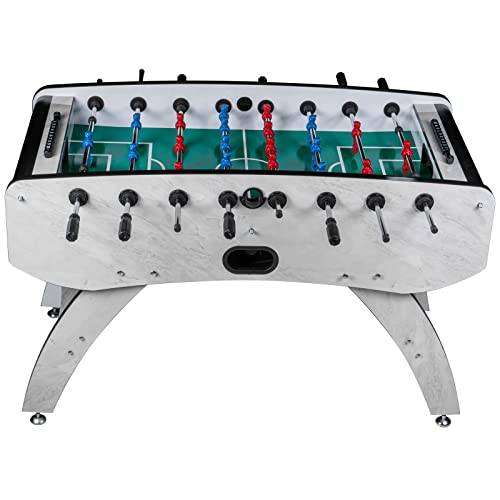 RAMROXX Fußball Tischkicker Profi Design Weiß grünes Spielfeld Figuren Blau Rot 80kg – Bild 3