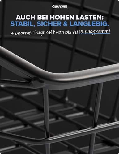 Büchel Fahrradkorb Jumbo hinten aus hochwertigem Aluminium mit verstärkten Kanten I Fahrrad Korb für hinten inkl. Befestigungsmaterial | Fahrradkorb hinten groß I Schultaschen Korb