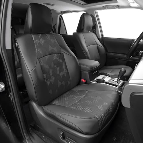 Fit for Toyota 4Runner 2010-2024(5th) Car Seat Covers Custom Automotive Seat Covers Full Set-Front Second & Third Car Seat Protector Luxury Leather Seat Covers for SUV (3-Row 7 Seats Model Only-Black)