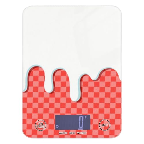 Red Ice Cream Plaid Checked Keto Bilancia da cucina per cibo 12 lb/1 oz, 5 kg/5 g Bilancia da cucina con 4 unità per (utente) (utente) báscula para pesar Personas