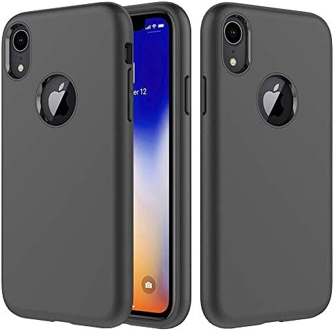 iPhone XR Case, Amuoc iPhone XR Cases Compatible iPhone XR Case Soft TPU & Hard PC Rugged Dual Layer Case 6.1 inch 2018 - Black
