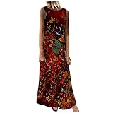 ❤️Damen, Leopardenmuster, Rüschen Sommerkleid Damen Lang Maxikleider Sommer V-Ausschnitt Sommerkleid Damen V-Ausschnitt Strandkleider Kurzarm A-Linie Female Tunika Print Blusenkleid Loose Fit