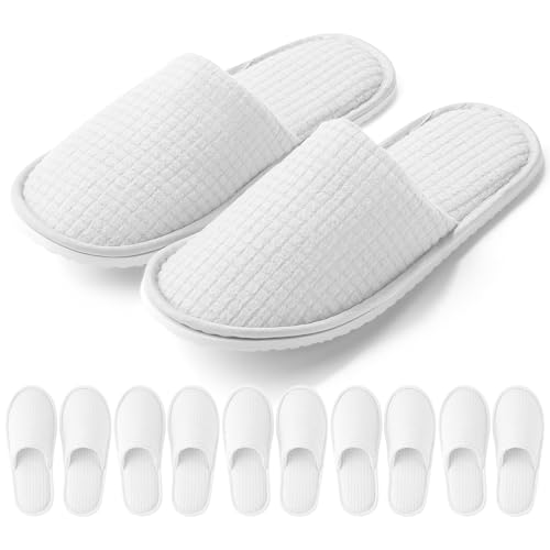 KUTTOR 6 Pairs Polar Fleece Spa Slippers Disposable...