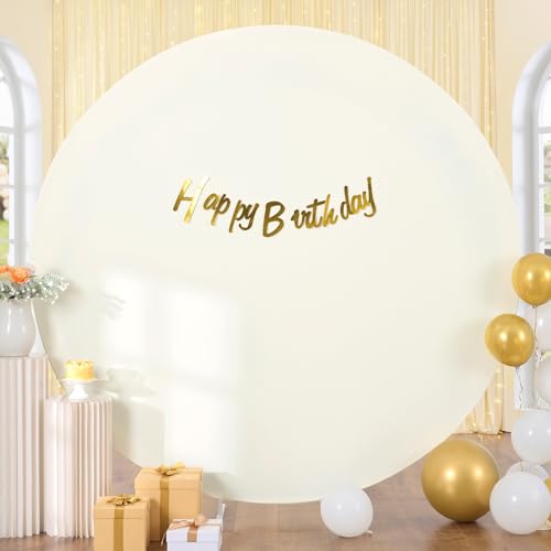 6.5 ft Wrinkle Free Beige Round Backdrop Covers for 6/6.5ft Circle Arch Stand, Circle Background Covers for Wedding Baby Shower Photography Birthday Party Background