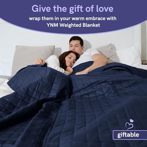YnM Exclusive 50 lbs Weighted Blanket, Extra Heavy Cotton Bed Blanket for Two Persons, Ideal for Queen or King Bed (88x104 Inches, 50 Pounds, Navy)