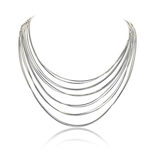 Preisvergleich Produktbild CT Jewelry Damen Mehrschichtige Halskette Gold Kette Silber Party