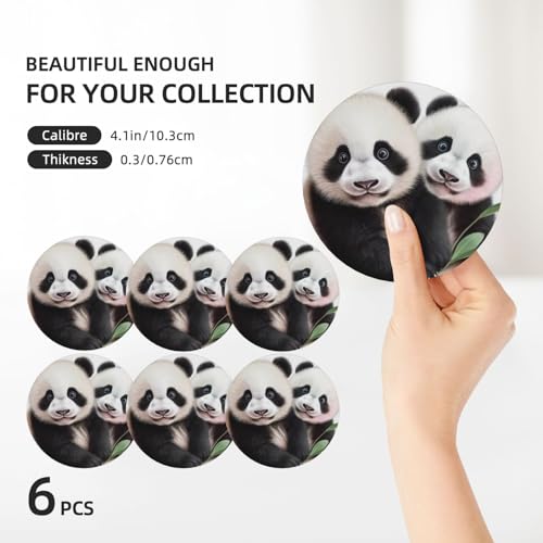 Dessous de verre céramique panda absorbant avec liège pour table