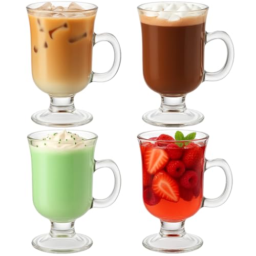 Cristar Irish Coffee Glass Mug - oz - Set of Four - Gifts For Him, For Her, For Boys, For Girls, For Husband, For Wife, For Them, For Men, For Women, For Kids