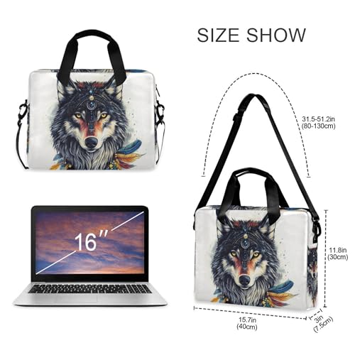 Bolso maletín para portátil ALAZA Boho Wolf 13-15.6 pulgadas miniatura 4