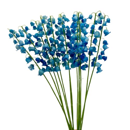 14 pcs Blue Lily of The Valley Faux Bell Flowers Artificial with Stems