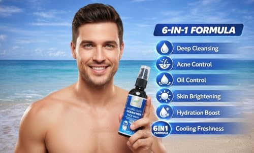 Image of ocean face wash for men with vitamin C & aloevera Fight Acne & Pimples Brighten Skin Clears Dirt Oil Control Refreshing Feel Multi Action Formula 300 ml