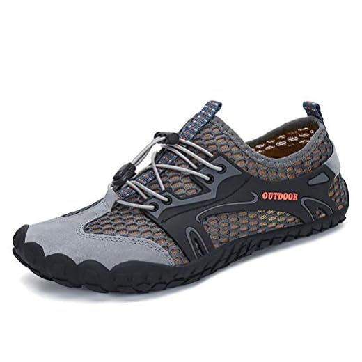 Dannto Hombre Mujer Zapatos de Agua para Hombre Surf Escarpines Playa Natación Respirable Antideslizante Playa Natación Aire Libre Zapatos de Agua para Vela,Kayak,Buceo(Gris-A,41)