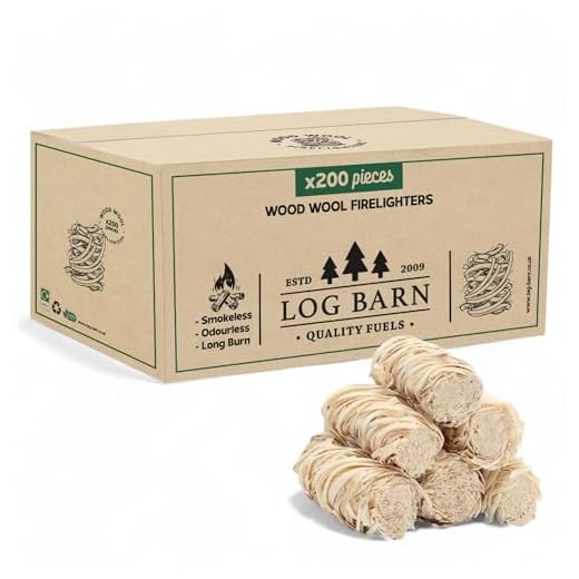 Encendedores de madera natural ecológica – 200 encendedores de llama de lana de madera por caja. Ideal para iluminación de incendios en estufas, barbacoas, hornos de pizza y ahumadores.