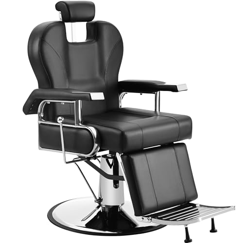 Hicomony Sillón de peluquería gris para peluquería profesional de alta resistencia hidráulica reclinable para peluquería, peluquería