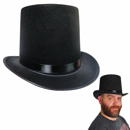 YaYuanSun 6.8 Black Top Hat for Men Women Adult Magician Ringmaster Hats for Adults Dress Up Party Hat Comedy Cosplay Costume (1pcs)