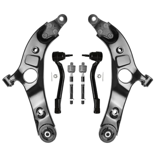 Image of Detroit Axle - 6pc Front End Suspension Kit for Hyundai 2015-2018 Santa Fe, 2015-2019 Santa Fe XL, 2 Lower Control Arms Ball Joints Assembly 4 Inner Outer Tie Rods 2016 2017 Replacement