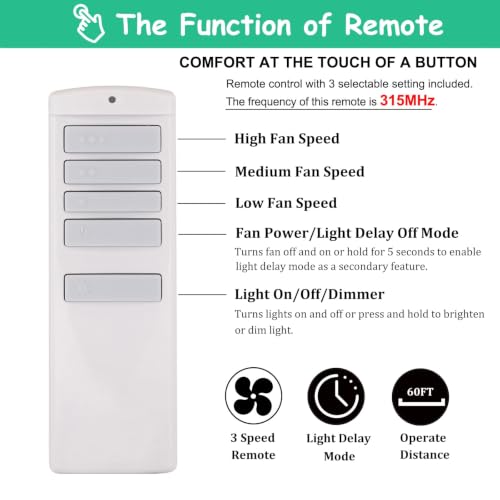 Image of Ceiling Fan Remote Control for Harbor Breeze, Remote Only