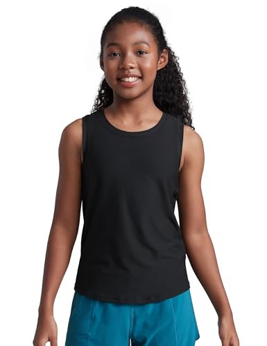CRZ YOGA Girls Cloudweight Athletic Tank Tops Hip Length Crew Neck Sleeveless Teen Kids Active Casual Dance Yoga