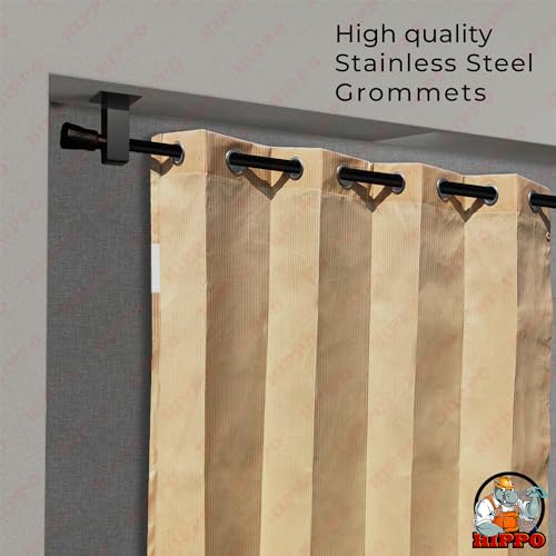 Image of HIPPO Heavy Duty Waterproof Outdoor Curtain 260 GSM - HDPE Coated Light Filtering Curtain for Lawn, Garden, Patio, Balcony & Hotel Outdoor Areas (4 Feet X 4.5 Feet, 2IN1 Sand-Dune, 2 PC)