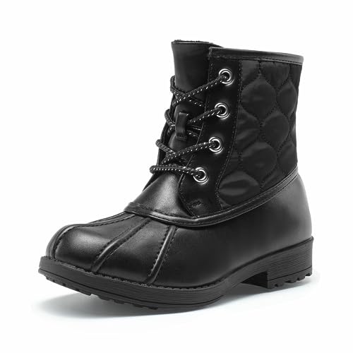 DREAM PAIRS Girls Side Zipper Quilted Combat Ankle Boots