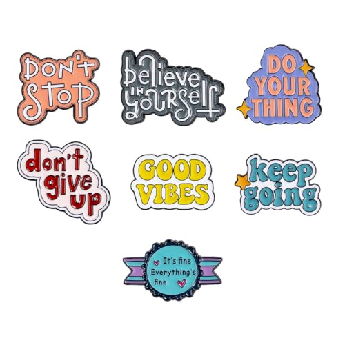 7 Pcs Motivational Phrase Pins Set for Women Men,Positive Enamel Lapel Pin,Inspirational Saying Brooch Pins,Badge Pins for Backpacks Clothing Canvas Bags Hats,Jewelry DIY Accessories