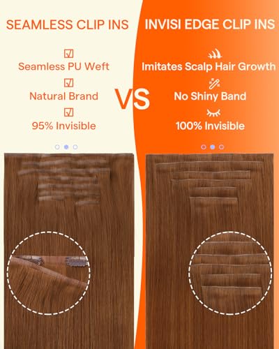 Image of Full Shine Seamless Clip in Hair Extensions, Copper, 20 Inch 130g 6Pcs