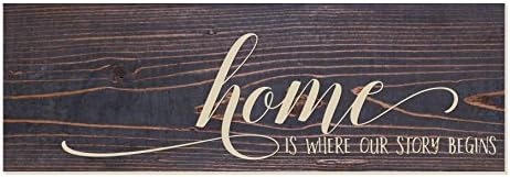 Home Is Where Our Story Begins Wood Rustic Style Wall Décor Sign 6x18