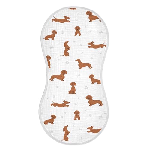 vvfelixl Muslin Burp Cloths Dachshund Short Haired Pattern Baby Washcloths for Baby Girl Boys 2 Pack