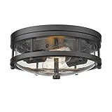 Rosient Flush Mount Ceiling Light Fixture, Modern Farmhouse Semi Ceiling Light with Seeded Glass for
