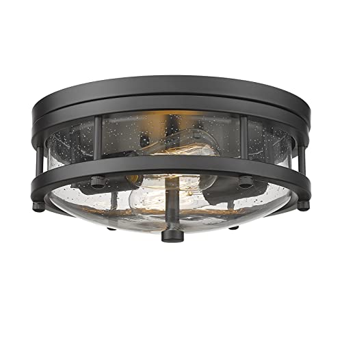Rosient Flush Mount Ceiling Light Fixture, Modern Farmhouse Semi Ceiling Light With Seeded Glass For Bedroom, Entryway, Kitchen Hallway, Ros90 Bk #TOP17