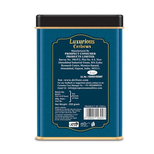 Image of DRIFRUTZ Luxurious Cashew W210 | 500g (250g x 2) | Whole Cashew Kernels | Meant for Curated Gifting, Specialty Cuisine, Dry Fruit Assortments, and Formal Presentation