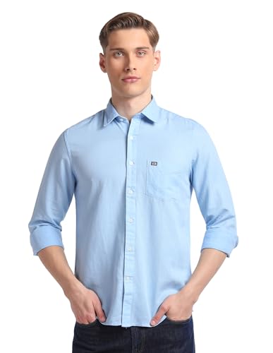 Image of Arrow Solid Slim Fit Mens Casual Shirts - 100% Cotton, Breathable & Comfortable, Full Sleeves Shirt for Men