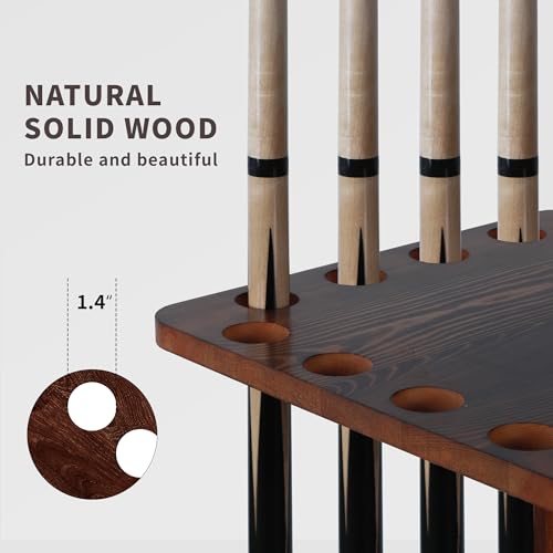 Lnmuzm Pool Cue Holders for Billiard Room, Pool Stick Holder, Floor Stand Pool Cue Rack up to 16 Sticks, Natural Wood Pool Cue Equipment Storage Organizer, Billiard Gifts for Men
