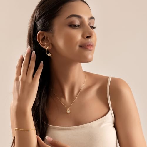 Image of Nistra 925 Sterling Silver Seaside Treasure Earrings | Gifts for Wife & Girlfriend | Stylish Luxury Jewelry for Women & Girls | With 925 Stamp & Certificate of Authenticity