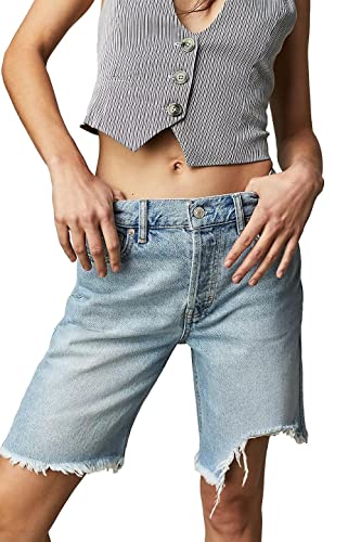Free People Women's Big Sur Coast Boyfriend Denim Shorts, Washed Away