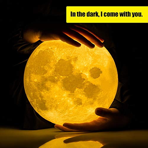 Image of Unique Birthday Gifts Moon Lamp - 7 inch 2 Colors LED 3D Print Moon Light with Stand & Remote&Touch Control and USB Rechargeable, Moon Light Lamps for Kids,Lover,mom,Daughter,Friends, Relatives。