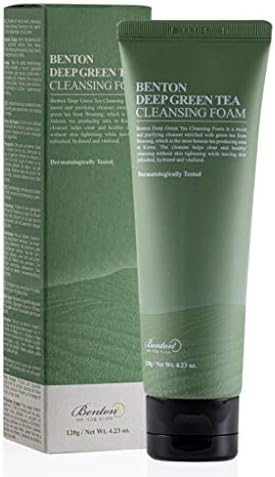 BENTON Deep Green Tea Cleansing Foam 120g (4.23 oz.) - Pore Tightening & Purifying Facial Foam Cleanser for Oily and Sensitive Skin, Smooth Finish without Irritation