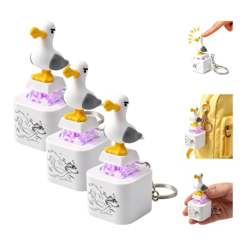 Genérico Seagull Mine Sound Button Keychain, Rechargeable Fidget Clicker with Sound and LED Light Novelty Meme Gift for Adults (3pcs)
