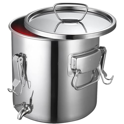 LuysmengEU Olla con Grifo, Olla de Acero Inoxidable con Tapa, Grifo de Agua y diseño a Prueba de Fugas de 360°, Ideal for el Almacenamiento de Aceite de arroz en Granjas domésticas.(50L)